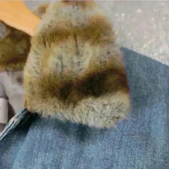 VINTAGE 90s Liz Claiborne Jean Faux Fur Cuff Collar Chore Trucker Coat Women XL - Picture 11 of 16